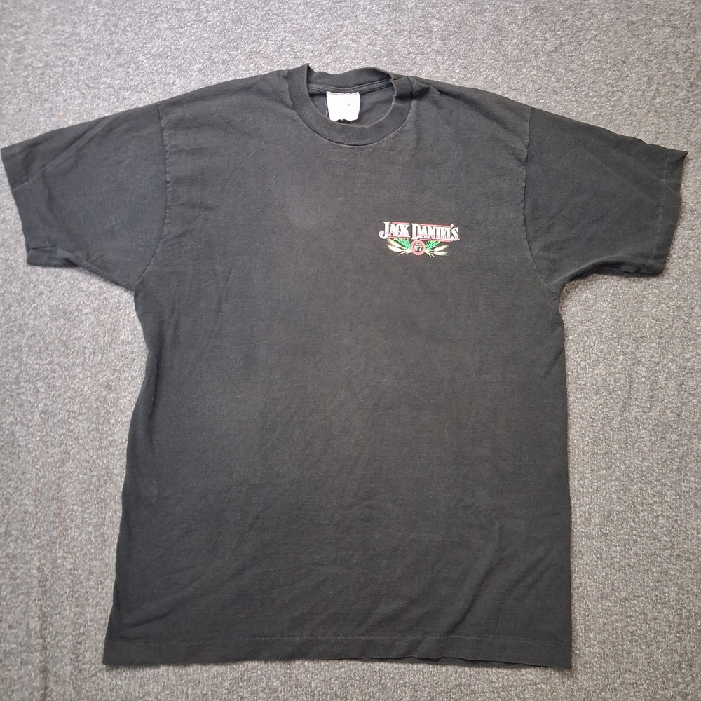 Vintage Jack Daniels Tennessee Whiskey T-Shirt XL Black Village Mews USA Made